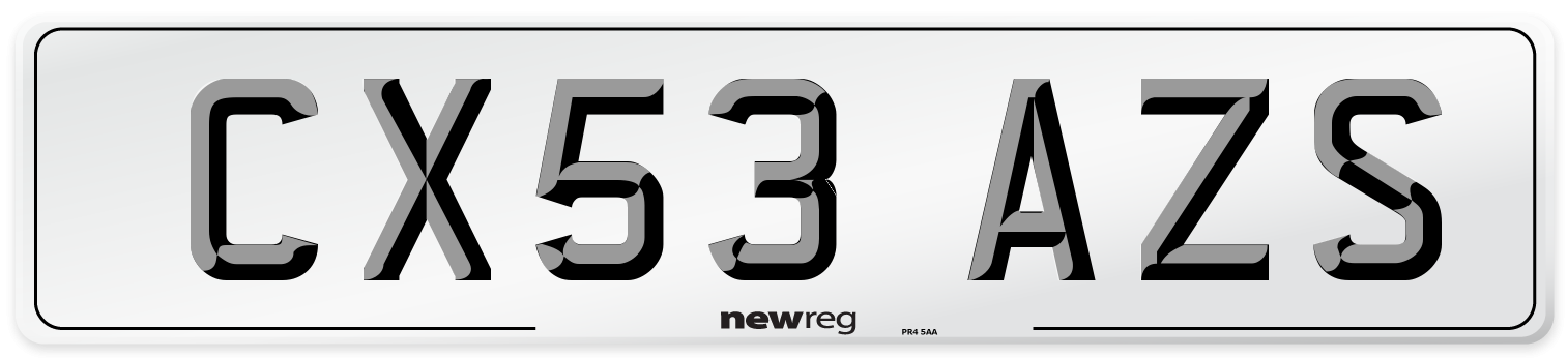 CX53 AZS Number Plate from New Reg